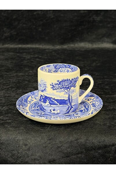 SPODE Blue Italian Porselen Kahve Fincanı & Tabak Seti