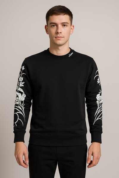 YusGos Unisex Men'S/Women's Sleeve Printed Cotton Crew Neck Sweatshirt