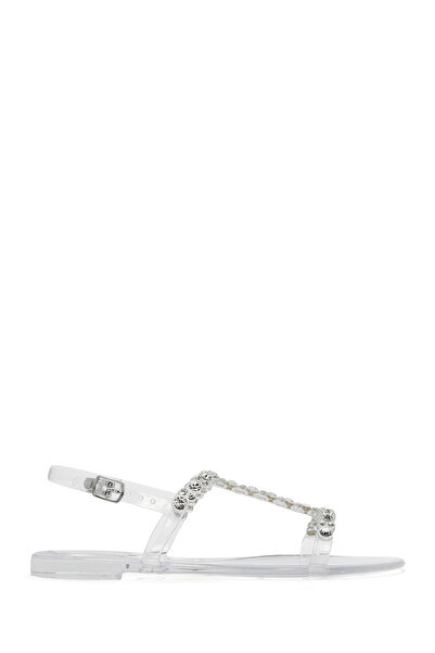 Derimod Kadın Şeffaf Jelly Arkadan Tokalı Taşlı Sandalet 25SFE4927PV