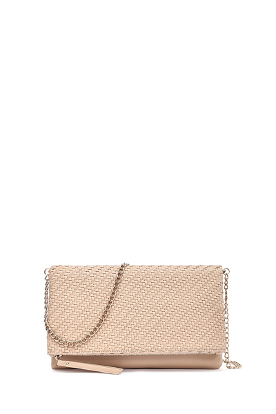 Derimod Γυναικεία τσάντα Portfolio με μακρύ λουράκι με αλυσίδα σε μπεζ χρώμα ...