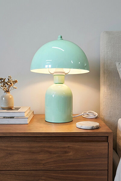 Marrien أباجورة لونا |   جسم معدني أخضر نعناعي - 25 سم - إضاءة غرفة المعيشة وغرفة النوم والصالة