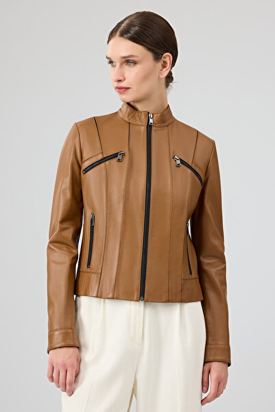 Derimod Linda Kadın Camel Kısa Deri Ceket 25SGD5200U4