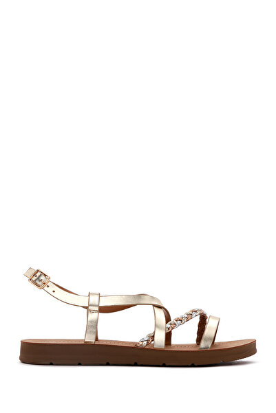 Derimod Sandale de damă cu țesătură aurie 25SFE 461114