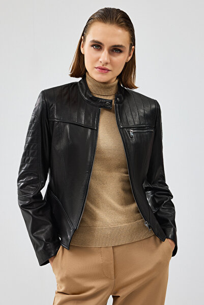 Derimod Tania Kadın Siyah Kısa Deri Ceket 24WGD5235VE