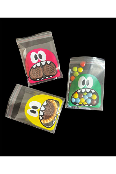 HG AMBALAJ 100 Adet 10x14 Cm Karışık Canavar Figürlü Bantlı Şeffaf Opp Jelati...