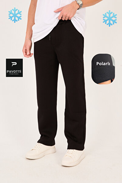 Pavotti Pantaloni de sport largi pentru bărbați, iarnă, cu 3 fire, țesătură S...