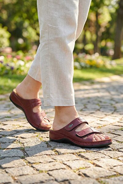 Paleng Gezer Kadın Ayarlanabilir Hakiki Deri Terlik