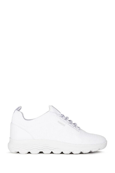 Geox Дамски бели спортни обувки Spherica с връзки, кецове от естествена кожа D15NUA0006KC1000