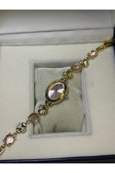 chaoyada Oval Çiçek Taş Vintage Kol Saati Hediye Kutusunda