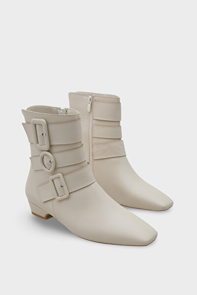 Capone Outfitters Дамски ботуши с къс ток, цип отстрани и квадратна форма на ...