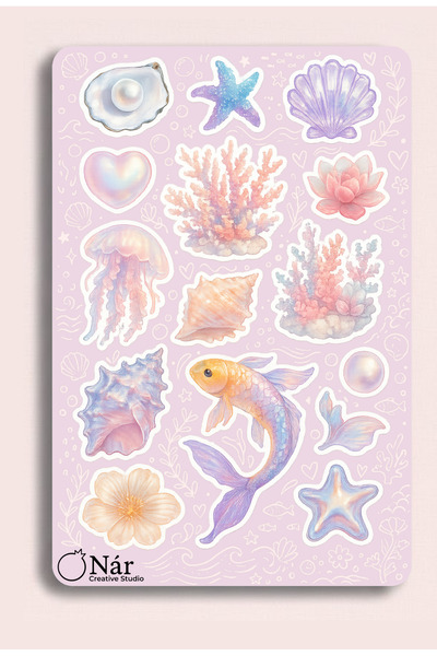 Nar creative studio ورقة ملصقات همسات المحيط |   ملصقات ذات طابع بحري - مفكرة...