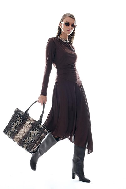 EXPLOSION Asimetrik Etekli Yumuşak Dokulu Elbise