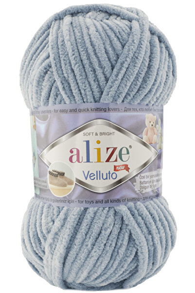Alize Velluto Kalın Kadife El Örgü İpi 428 Orta Gri