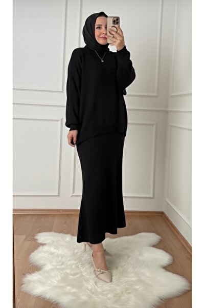 AXXAN طقم تريكو نسائي مع تنورة وسترة، طقم ملابس محتشمة