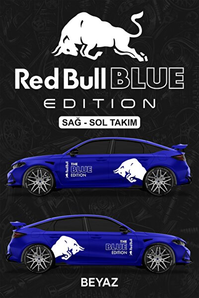 Stikacar RED BULL BLUE EDITION STİCKER - Yan Gövde Kaplama Seti