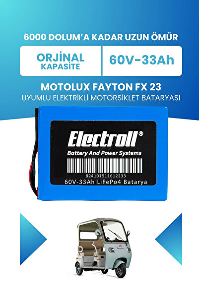 ELECTROLL Motolux Fayton FX 23 Uyumlu Batarya LiFePO4 60V 33Ah Elektrikli Mot...