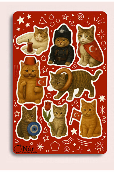sticker Kedi Sticker Sayfası | Türk Kültür Temalı Çıkartmalar - Defter, Laptop, Valiz
