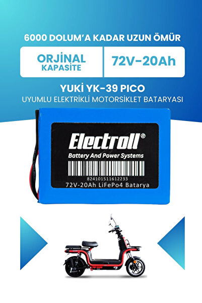 ELECTROLL YUKİ YK-39 PICO Uyumlu Batarya LiFePO4 72V 20AH Elektrikli Motorsik...