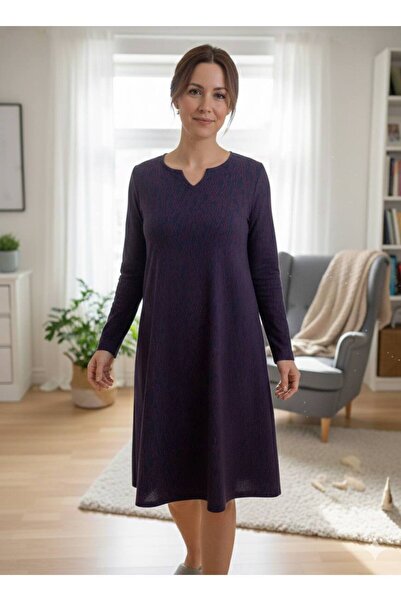 LİMİSSİ Women's 100% Cotton Modal Fabric Plus Size Home Dress