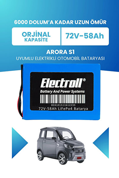 ELECTROLL Arora S1 Uyumlu Batarya (Standart Kapasite) Lifepo4 72V 58AH Elektr...