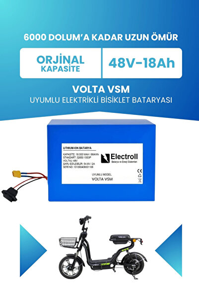 ELECTROLL Volta Vsm Batarya 48v 18 Ah Lifepo4 (ELEKTRİKLİ BİSİKLET IÇİN AKÜ)