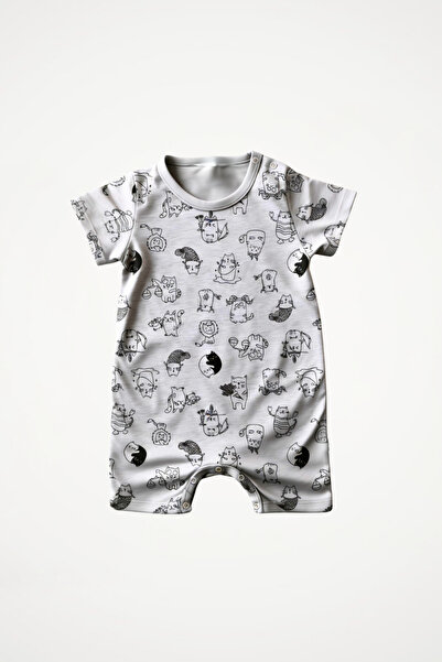 Newteam 100% Cotton Patterned Baby Boy Romper |   Crew Neck, Sleeveless, and Short Length