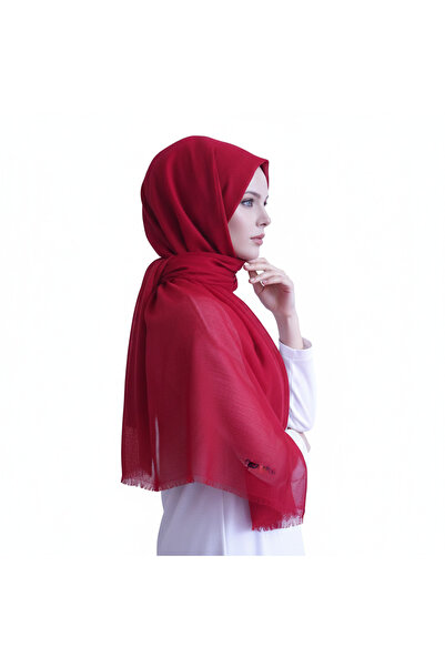 Sarar Fileli Dama Desenli Kırmızı Şal