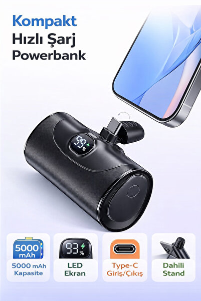 qasul Mini PowerBank 5000 mAh, 20W Hızlı Şarj, Type-C GirişYüksek Kalite, Akı...
