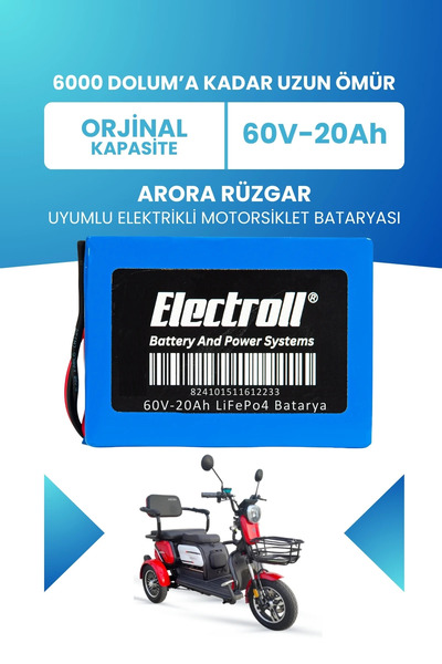 ELECTROLL Apec APT 4 Uyumlu Batarya (Standart Kapasite) LiFePO4 60V 20Ah Elek...