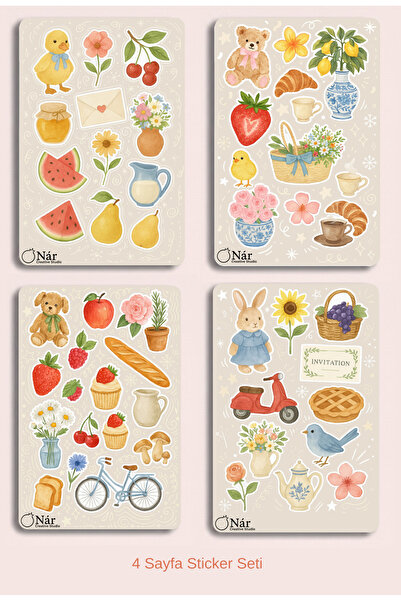sticker İlkbahar Sticker Seti (4 Sayfa) | Çıkartma Seti - Ajanda, Bullet Jour...