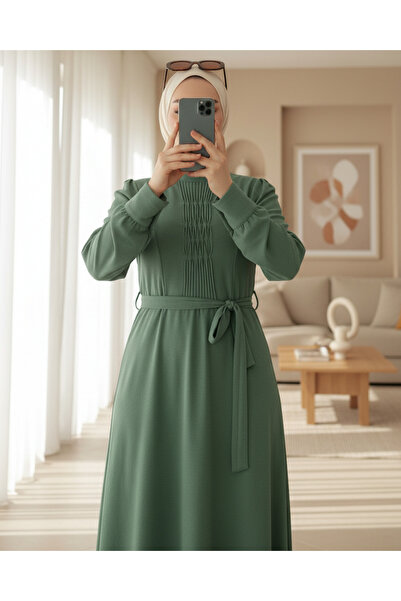 Modamorfo Φόρεμα Çıma με λεπτομέρεια και ζώνη Ayrobin - Χακί