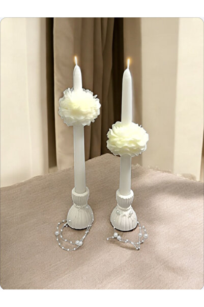PESA PeSaPe Şakayık çiçekli şamdan mum & İncili prenses mumluk set