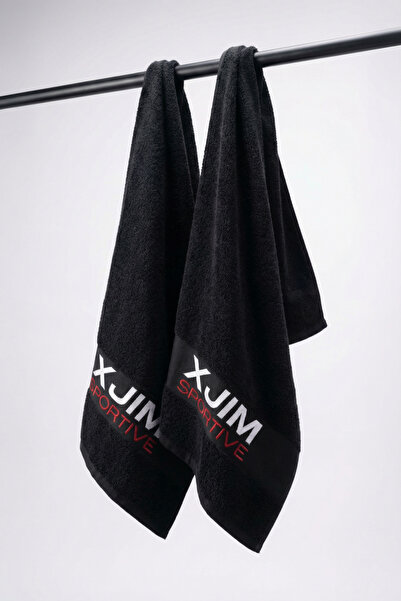 XJIM Pachet de 2 bumbac 100% prosoape sport negre pentru sportivi, antrenament fitness, sală de gimnastică, golf, box, prosop absorbant transpirația 30x100