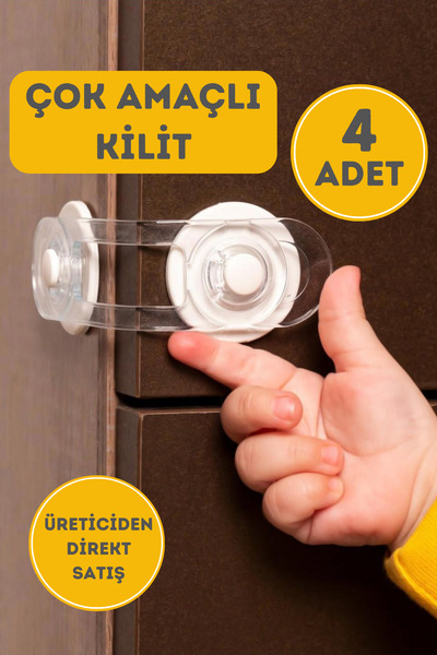 WAPPA 4 ADET Dolap Kilidi Çocuk Bebek Güvenliği Emniyet Kilidi Çok Amaçlı Kil...