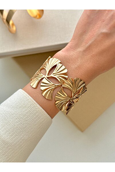 YOUES JEWELRY 316l Çelik Kalın Kelepçe Bileklik Kadın Bilezik Ayarlanabilir K...