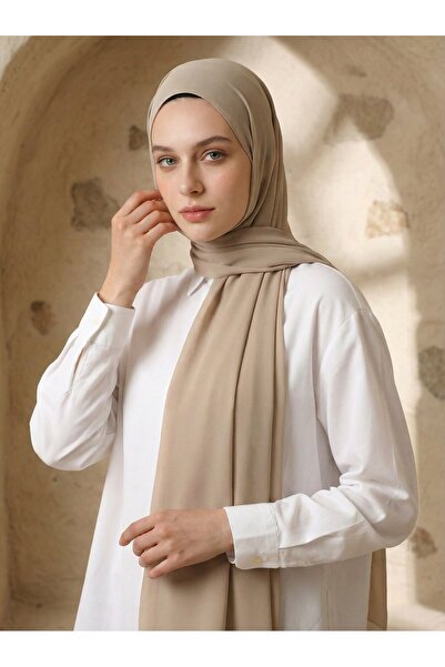 Tuva Chiffon Shawl - Soft Beige - Şş -