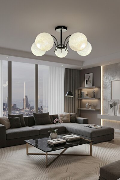 ESSLİGHT HAZAL 5’Lİ 3D BAŞLIKLI AVİZE MODERN DEKORATİF AYDINLATMA SALON MUTFAK YATAK ODASI