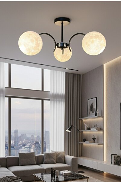 ESSLİGHT HAZAL 3’LÜ 3D BAŞLIKLI AVİZE MODERN DEKORATİF AYDINLATMA SALON MUTFAK YATAK ODASI