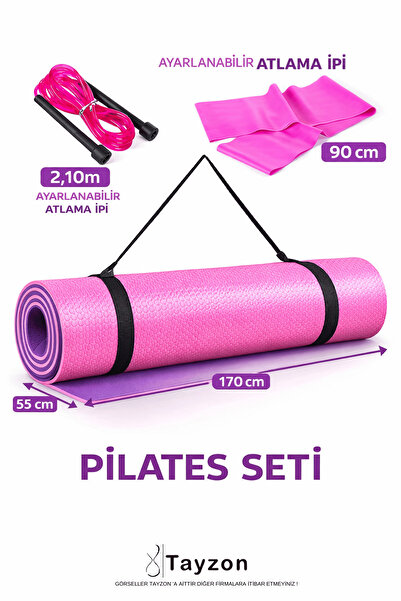 Tayzon Pilates Kamp Matı Taşıma Askılı Pvc Atlama Ipi Bandı Plates Egzersiz Direnç Lastiği