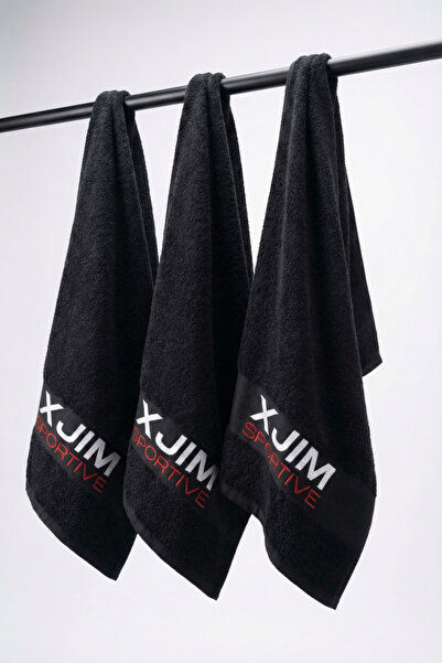 XJIM Pachet de 3 bumbac 100% prosop sport negru pentru sport, antrenament, fitness, sală de gimnastică, golf, box, prosop absorbant transpirația 30x100