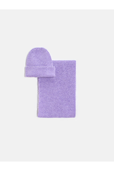 Dilvin A004 Set eșarfă și beretă din amestec de lână - Lavanda