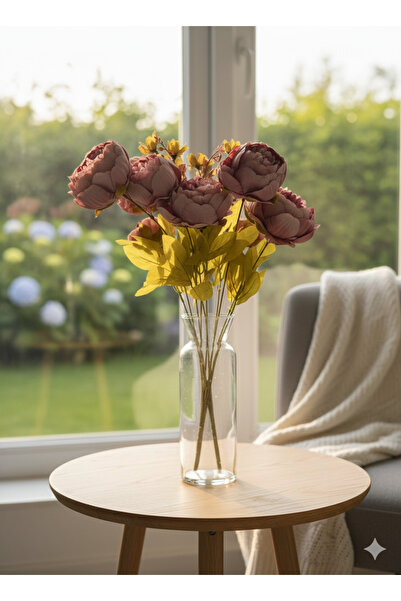 YAPAY ÇİÇEK DERYASI Yapay Marsilya Gül kurusu 8 kafa 50 cm Gül Buketi vazo Sa...