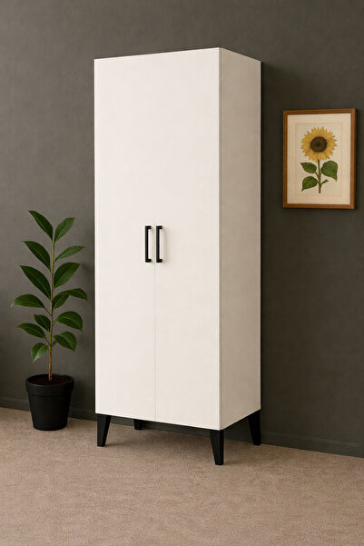 ELİF AY MOBİLYA Çok Amaçlı Dolap 2 Kapaklı 5 Raflı Banyo Kiler Mutfak Dolabı Beyaz