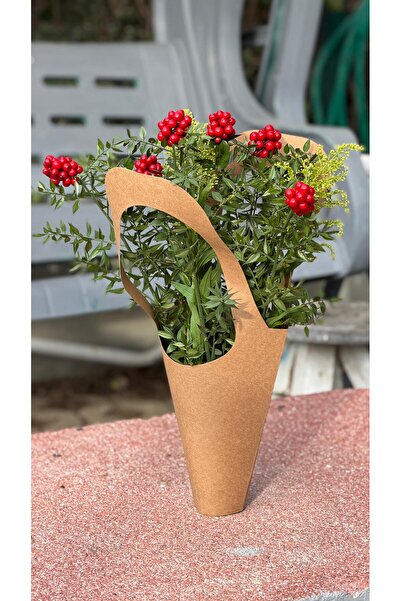 Orbak Kağıt 1 Adet Kokina Çiçeği İçin Kraft Çanta – Kağıt Saksı, Buket ve Saksı Çiçek Taşıma Çantası