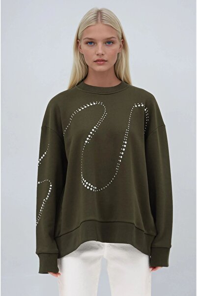 Genel Markalar Gümüş Taşlı Sweatshirt 8052
