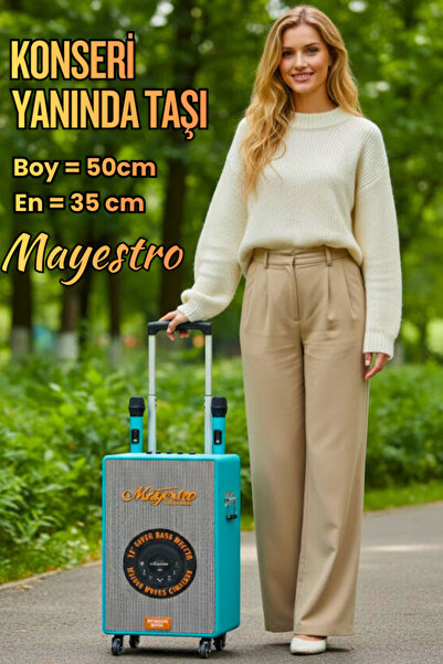 Maybax Şarjlı Çift Mikrofonlu Ses Sistemi Karaoke Sistemi Taşınabilir Amfi Bl...