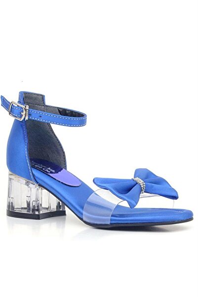 hapshoe Jessie Saks - Pantofi cu toc pentru fete din satin albastru