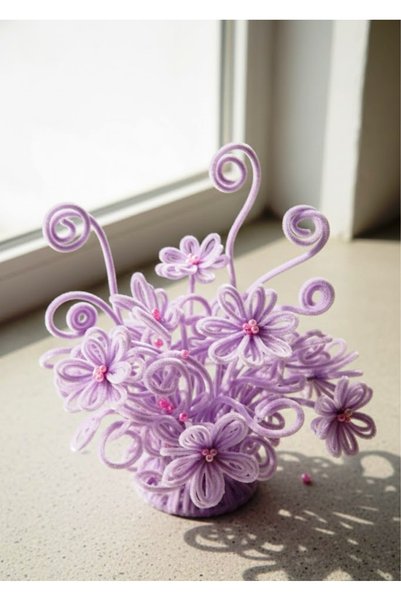 Butik 25 Pieces Light Purple Chenille, Feathered Wire Suitable for Flower Making, 30 cm 6 mm