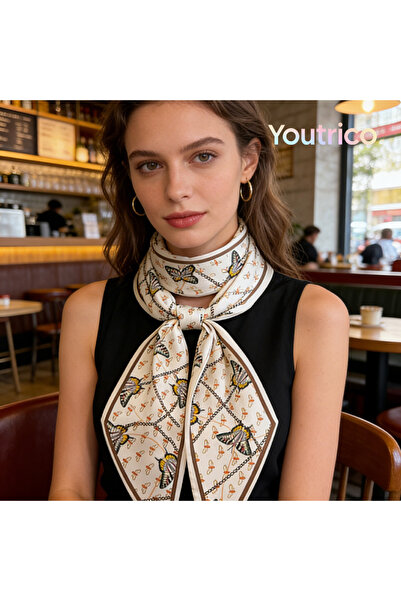 Youtrico أوشحة حريرية طويلة، عصابات رأس، فراشات، يعاسيب، 147 سم