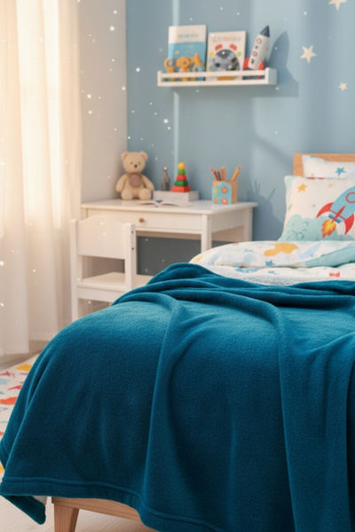 Mislina Home Deluxe Wellsoft Tv Battaniyesi - 4 Mevsim Peluş Polar Battaniye Petrol Mavisi 100x150 Cm